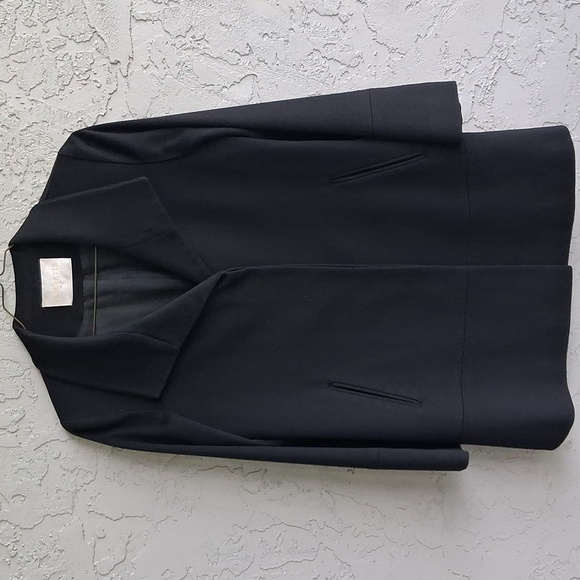 FLEURETTE Black Tailored Trench Coat with Notched Lapels